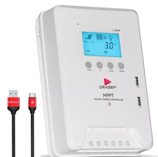 Controlador De Carga Solar Grasep D-MP30A 30a Mppt Usb 5v 12v-400w 24v-800w