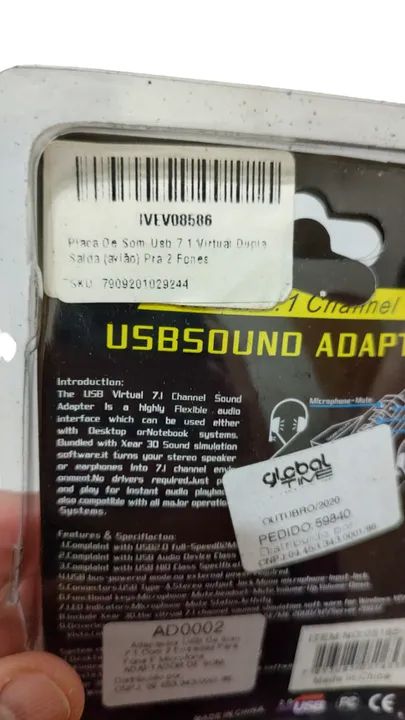 Adaptador USB de Som 7.1 com 2 entradas Fone e microfone Novo - Foto 5