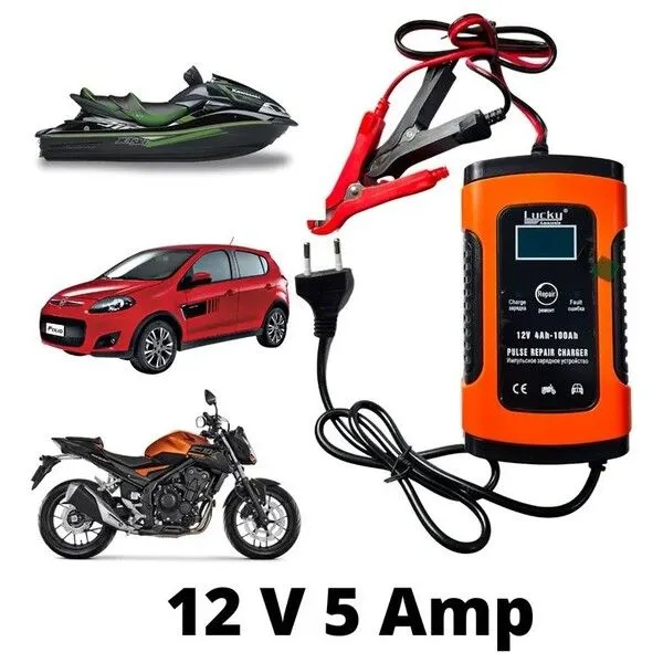 Carregador de Bateria Automotivo Moto - 12v 5a Lucky