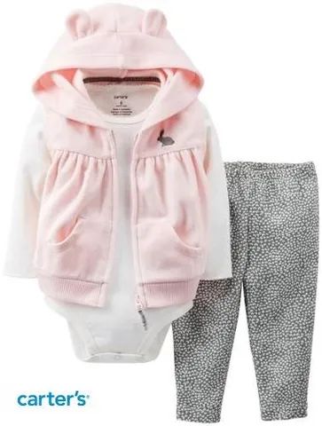 Conjunto de Inverno Carter´s  3 Peças Fleece  - Feminino 2 anos