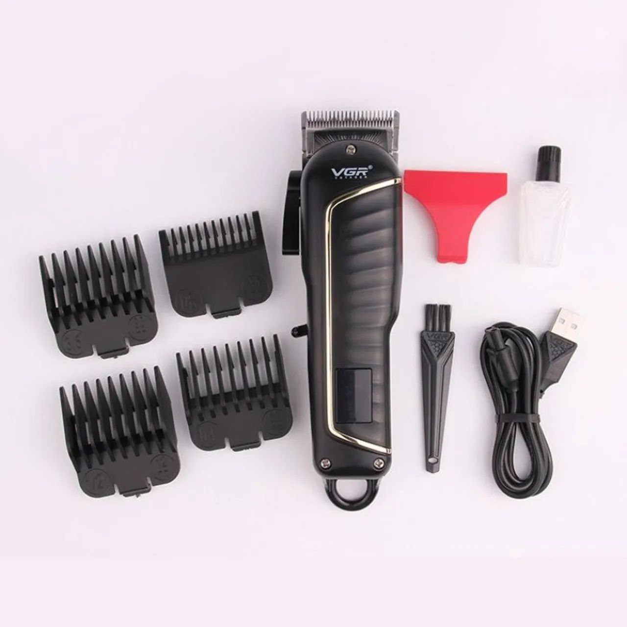 Máquina de Cortar Cabelo Profissional Vgr versão black/Display em led/ lâmina aço carbono - Foto 4