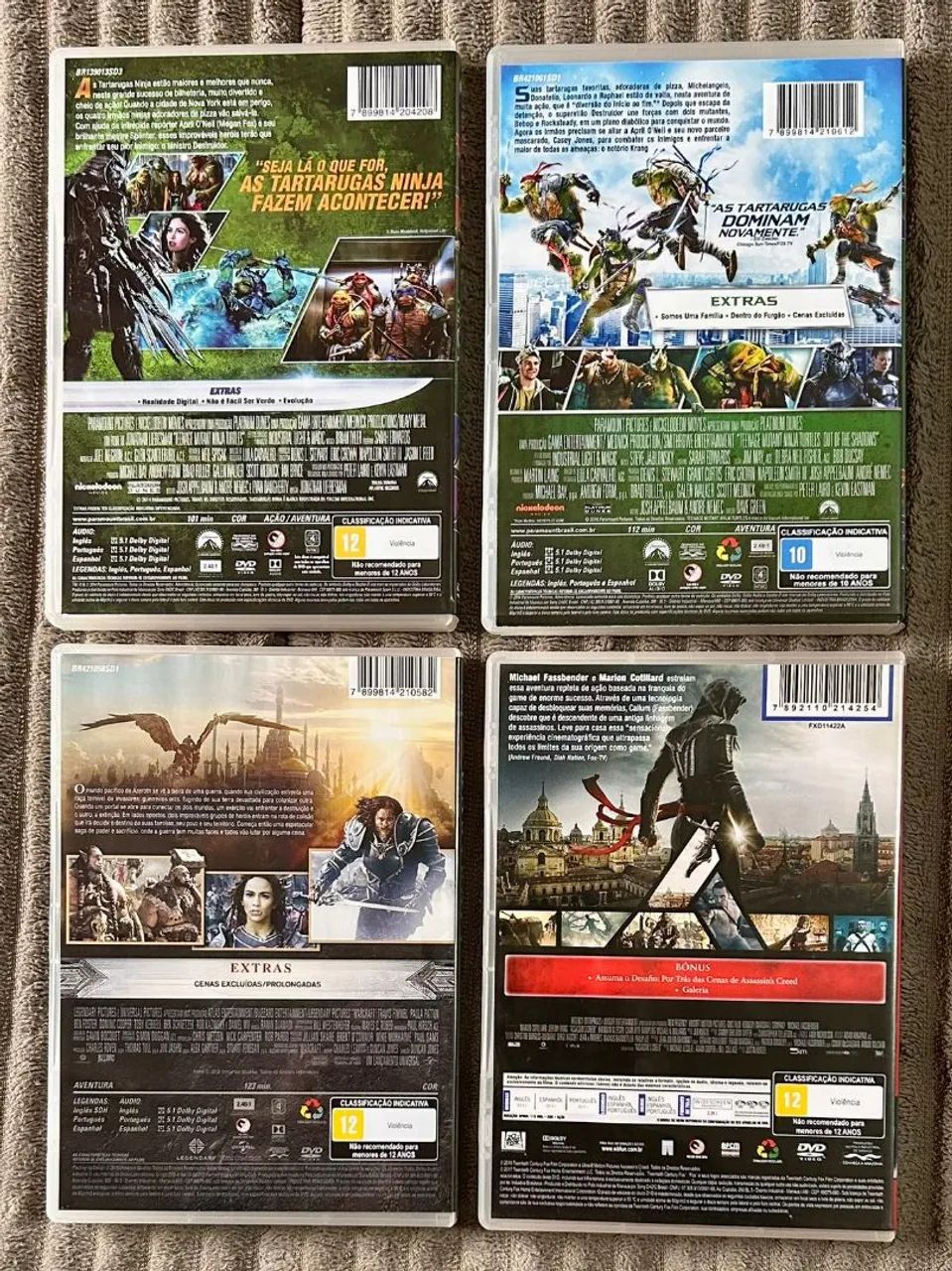 DVDS Lote com 4 Tartarugas 1 e 2, Warcraft e Assassins Creed - Foto 2