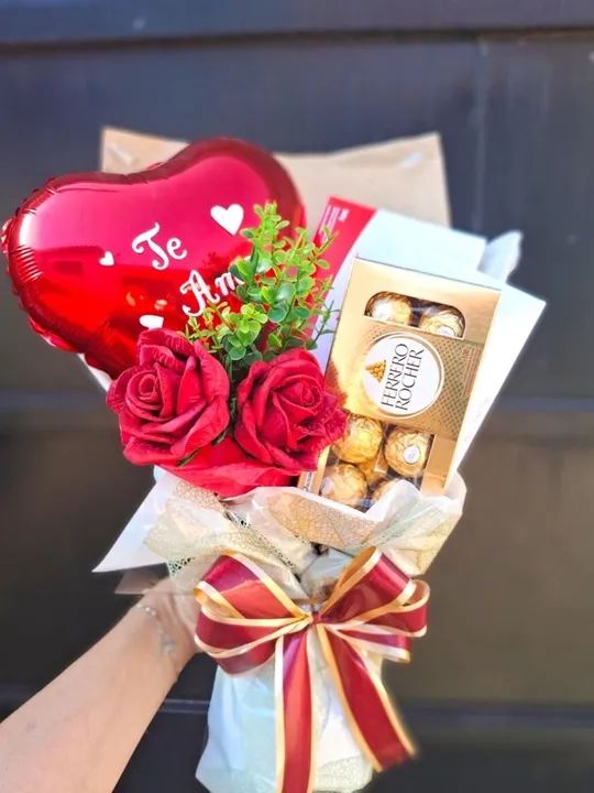 Dia da mulher Buquê de Chocolate e Flores para Presentear