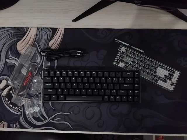 Teclado magnético AULA WIN60 WIN68 HE e Mousepad Japonês grande 80x35cm de brinde - Foto 5