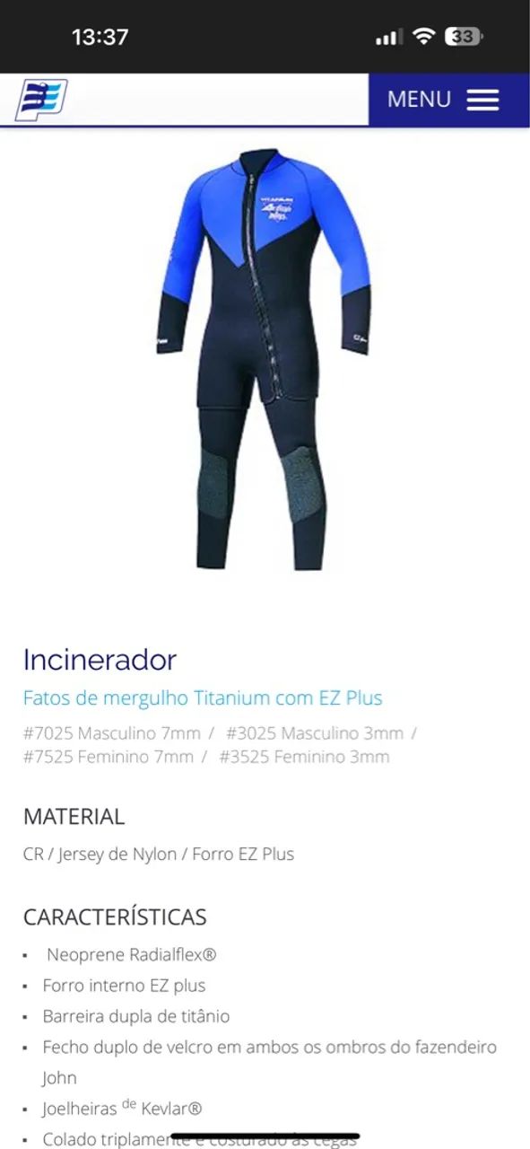 Roupa de mergulho Action Plus - Titanium