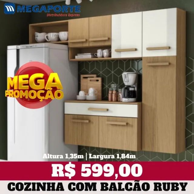 Armário de Cozinha Completo Balcão Suspenso (NOVO) Entrega Grátis! 
