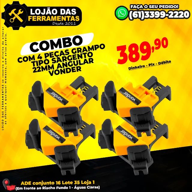 Conjunto Com 4 Peças Grampo Tipo Sargento 22mm Angular Vonder