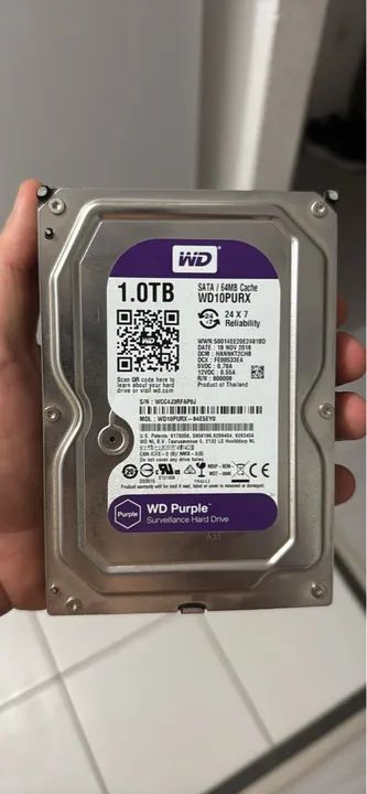 HD WD Purple 1TB - Surveillance - Novo
