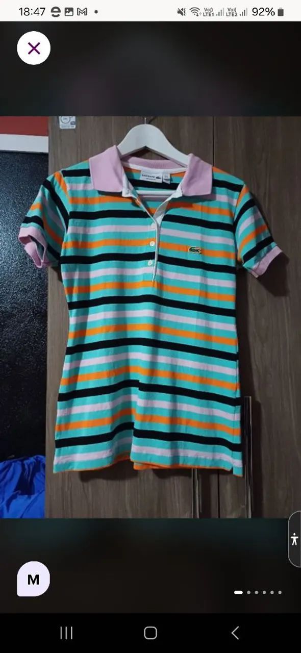 Polo Lacoste listrada colorida - Foto 2