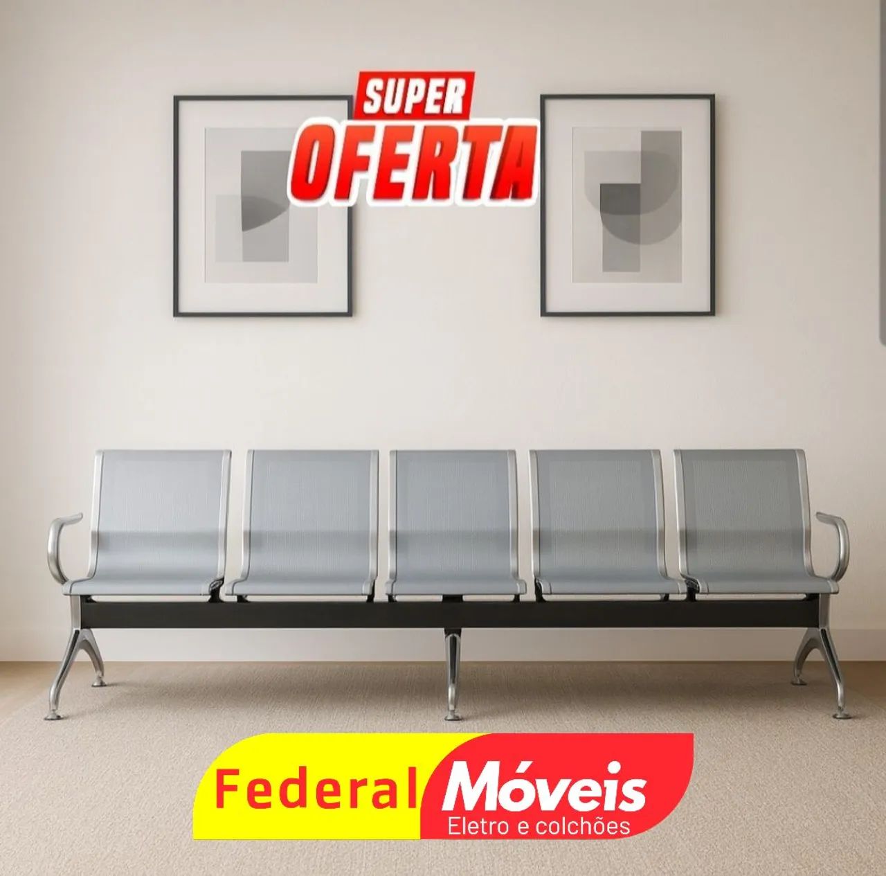 Cadeira de Espera Longarina 5 Lugares - Moderna, prática e durável!