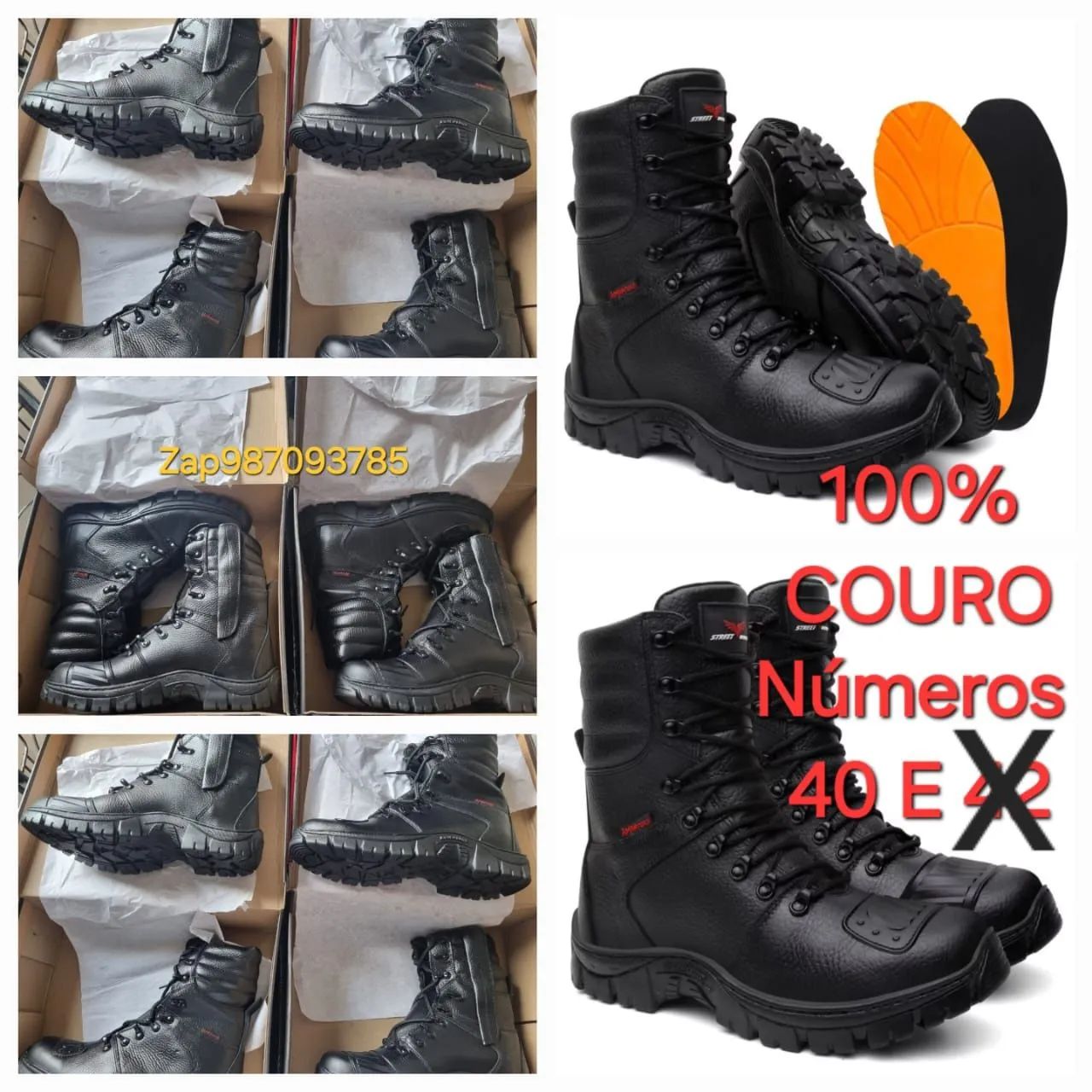 Botas cuturnos de couro com zíper 