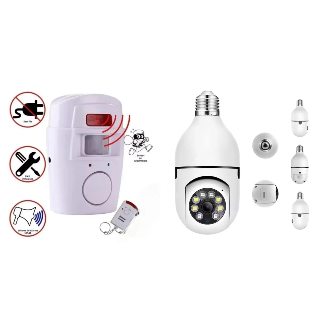 Kit Segurança - Câmera Wi-Fi + Alarme Sensor Movimento