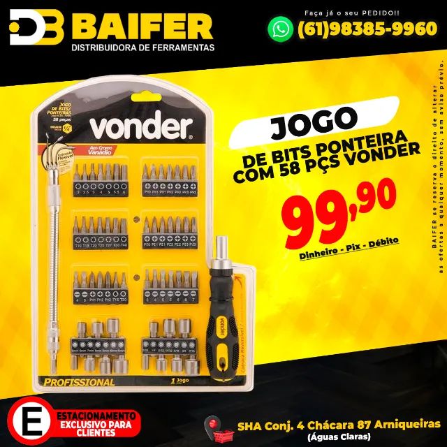 Jogo de Bits Ponteira Com 58 Pçs Vonder