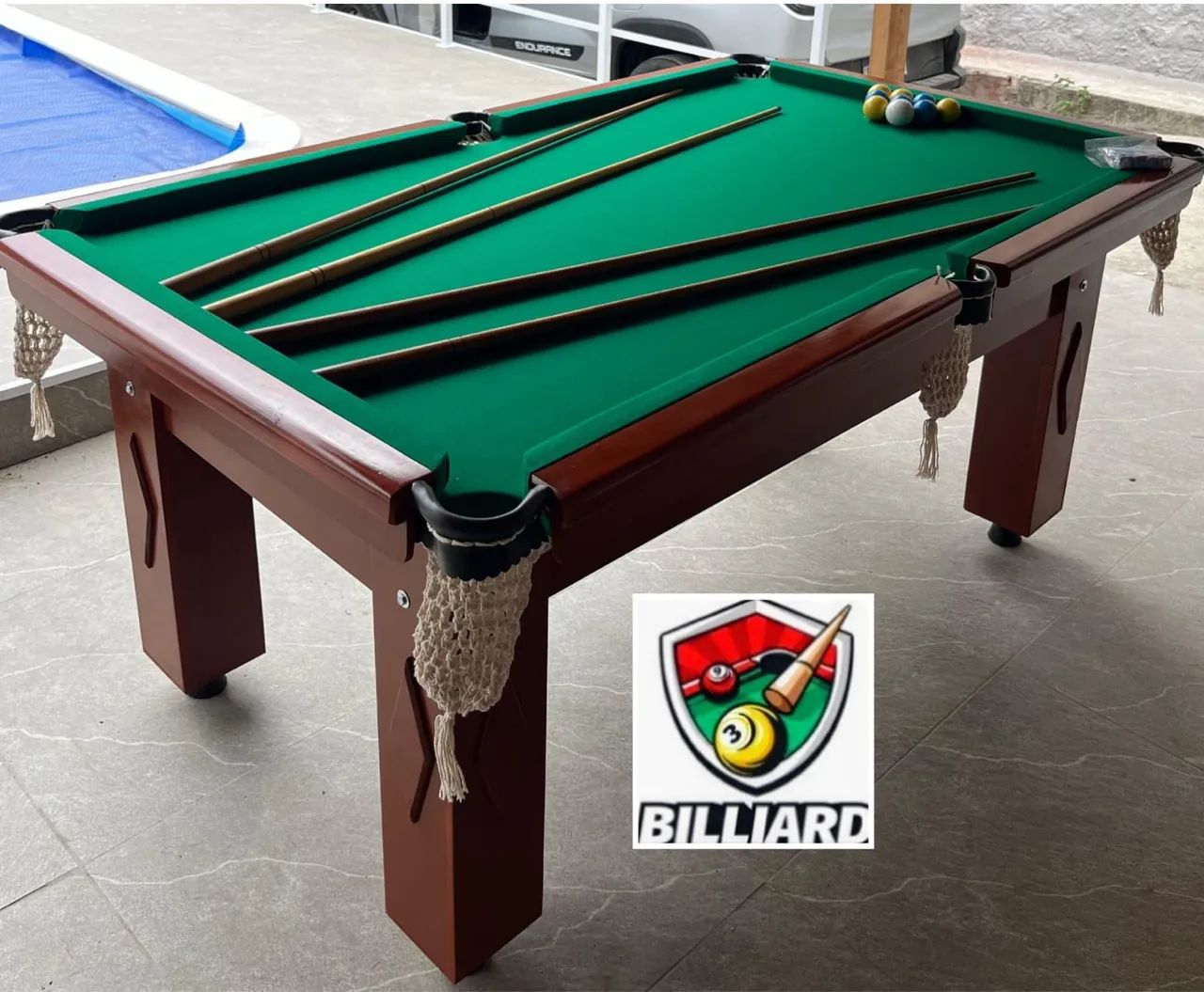 Sinuca Tipo Bilhar Tradicional Verniz Forração Verde - Foto 3