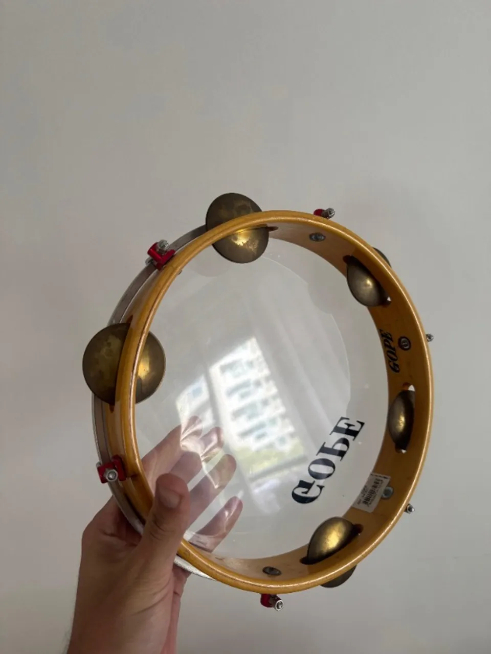 PANDEIRO SUPER LEVE GOPE 10'' ARO CEREJA SELFIE PELE CRISTAL