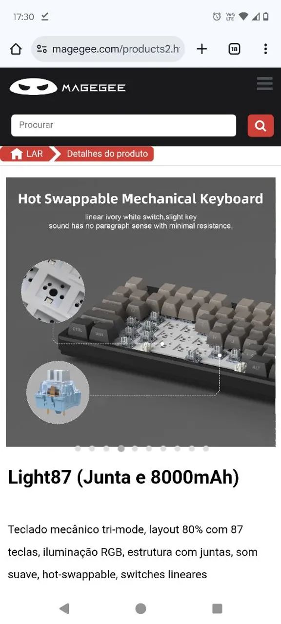 Teclado Mecânico MageGee Light87 - Premium - Foto 4