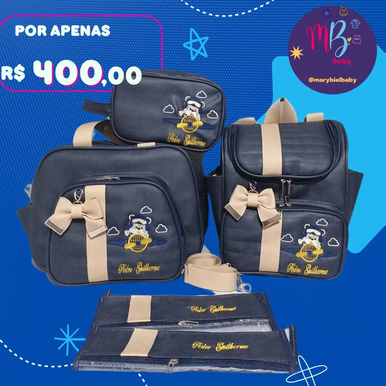 Kit de bolsas maternidade personalizadas