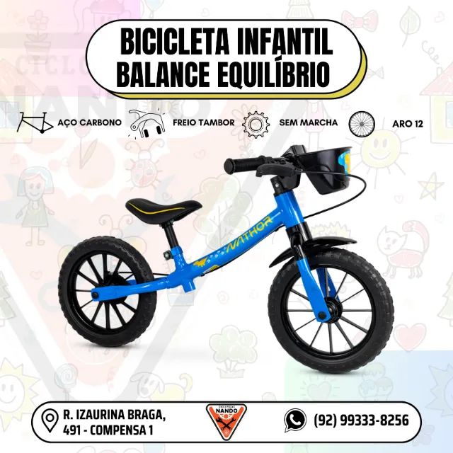 BICICLETA INFANTIL ARO 12 NATHOR EQUILÍBRIO 