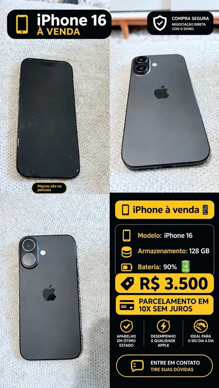 iPhone 16 128GB preto