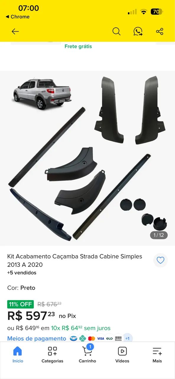 Kit acabamento caçamba 