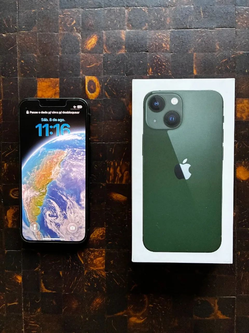 iPhone 13 Mini 128GB Verde - Caixa + Capa Nomad + Capa Silicone + Bateria 76%