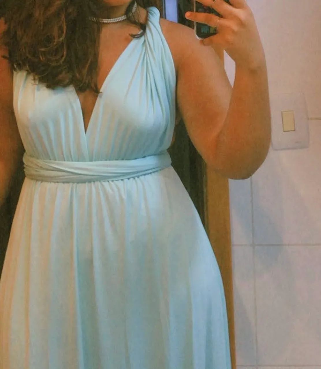 Vestido multi formas verde água 