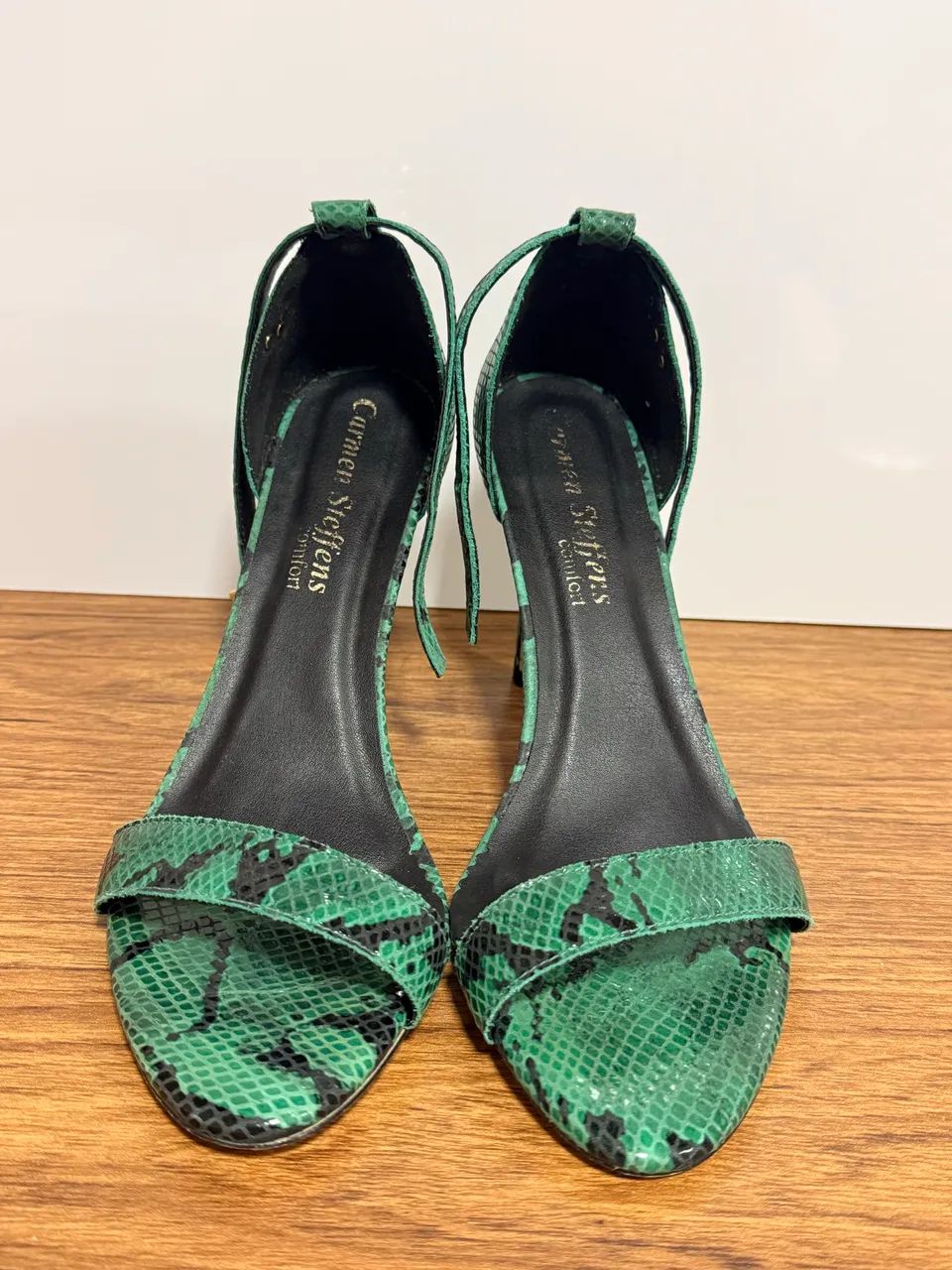 Sandália Carmen Steffens couro verde Python  - Foto 2