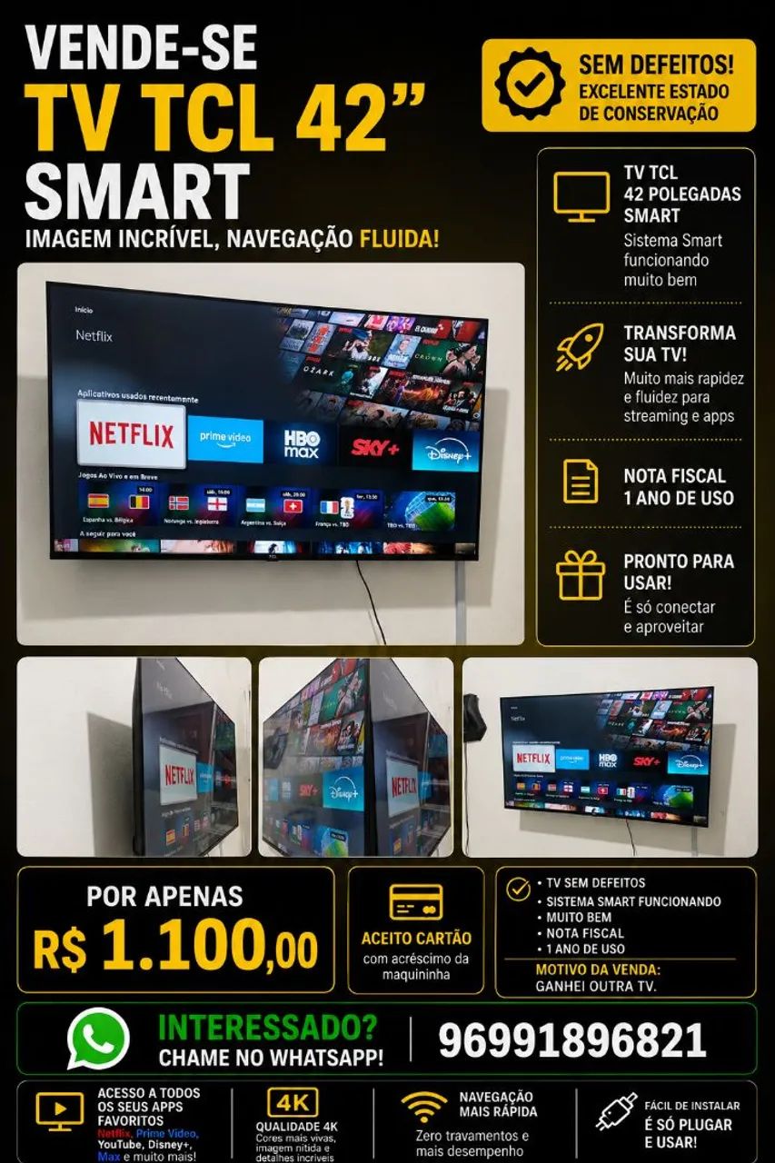 Tv TCL 42 polegadas smart 4k