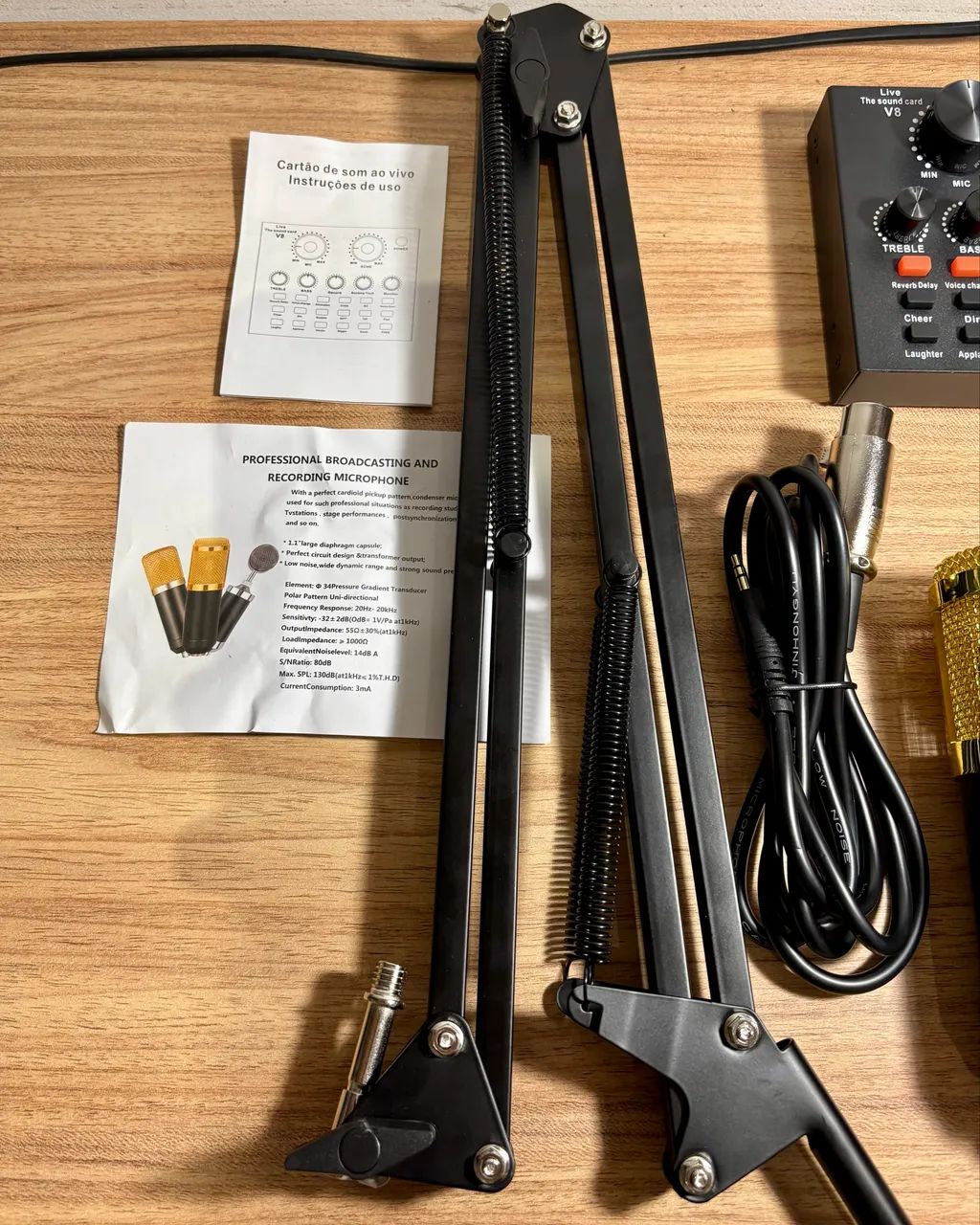 Microfone Keedi bm800 Com Braço Articulado + Kit Interface Mesa V8 - Foto 4