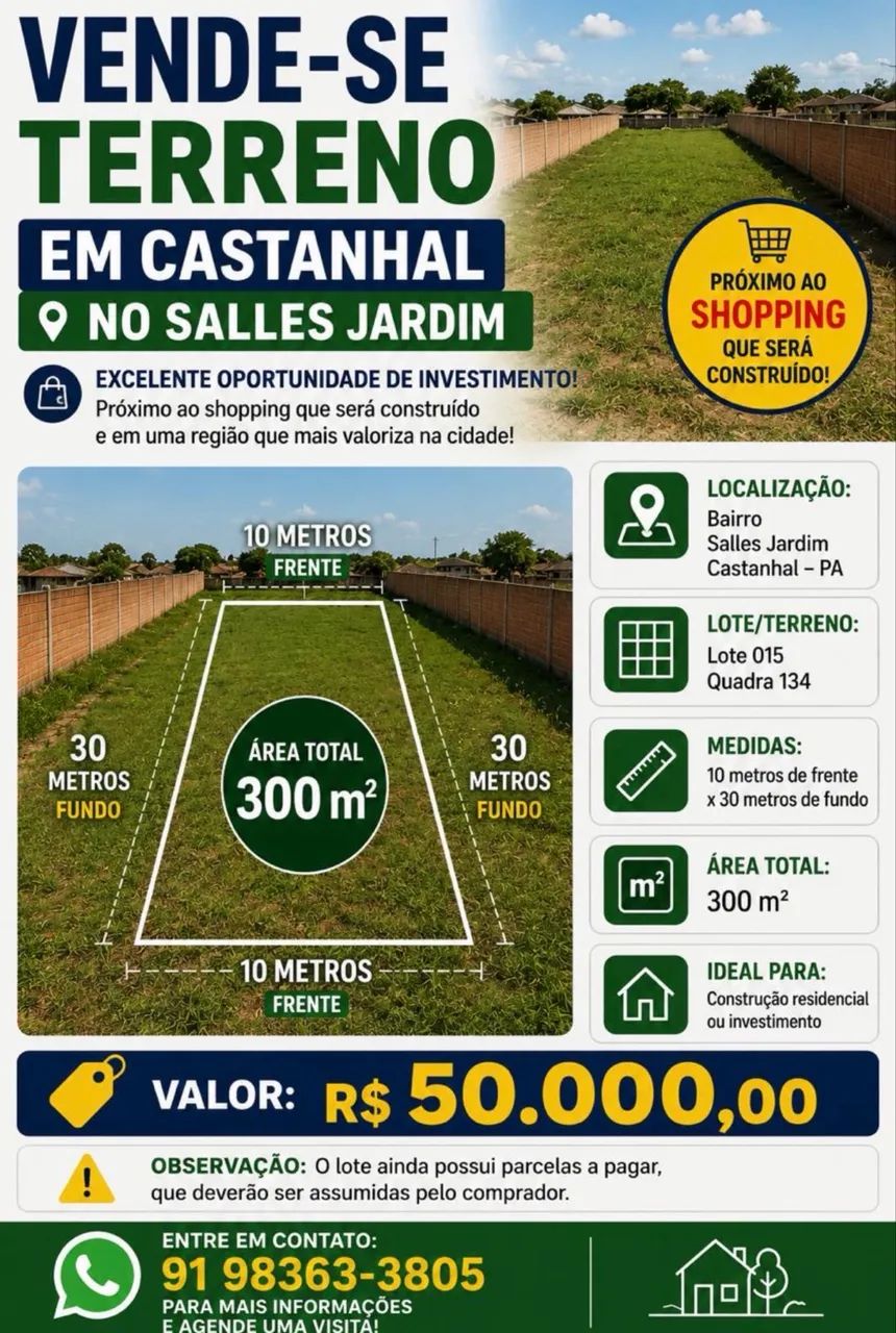 VENDA DE TERRENO EM CASTANHAL