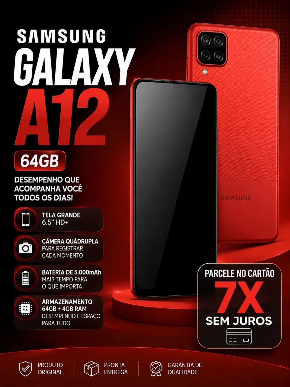 Samsung a12 64gb vermelho 