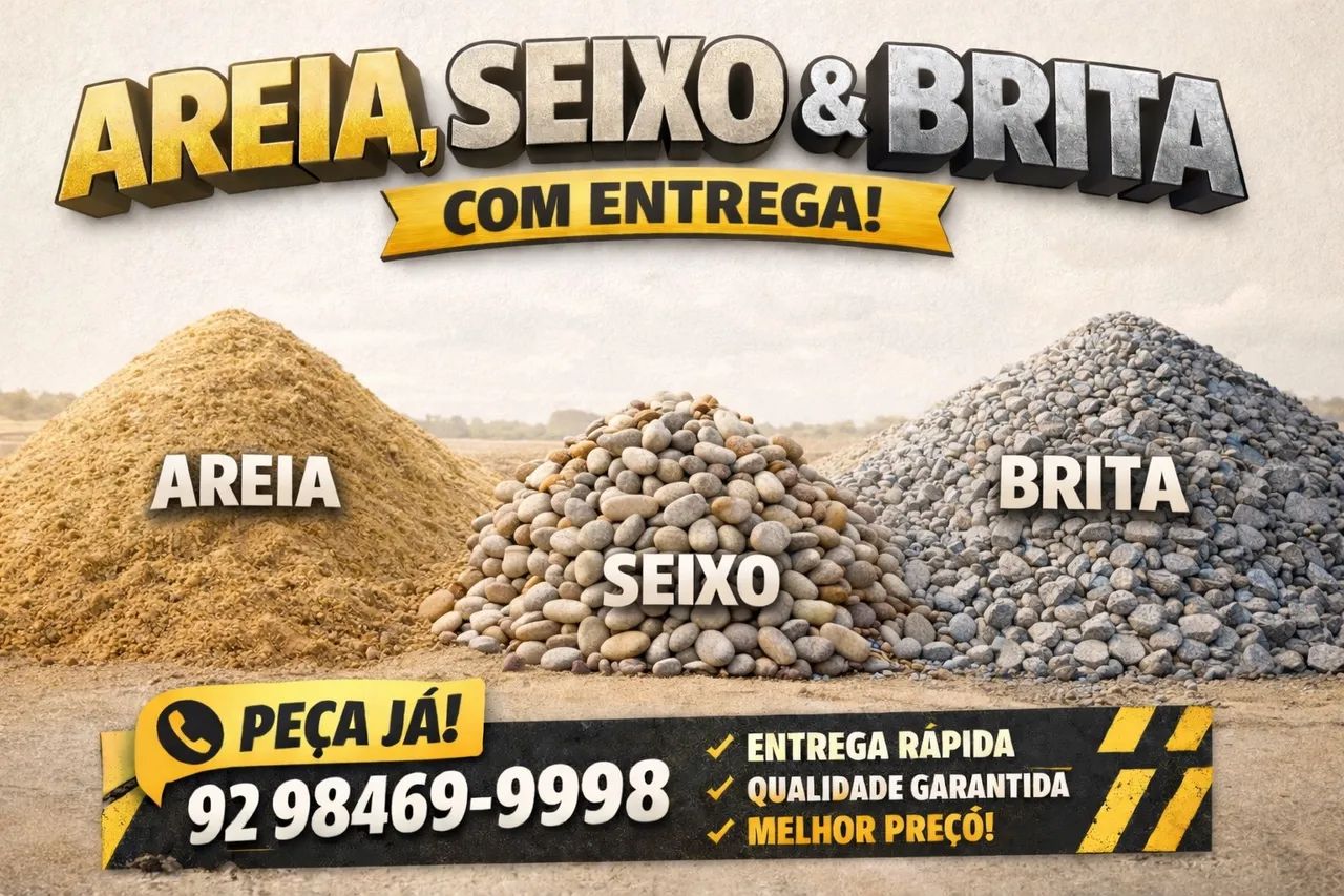 Areia, brita e seixo 