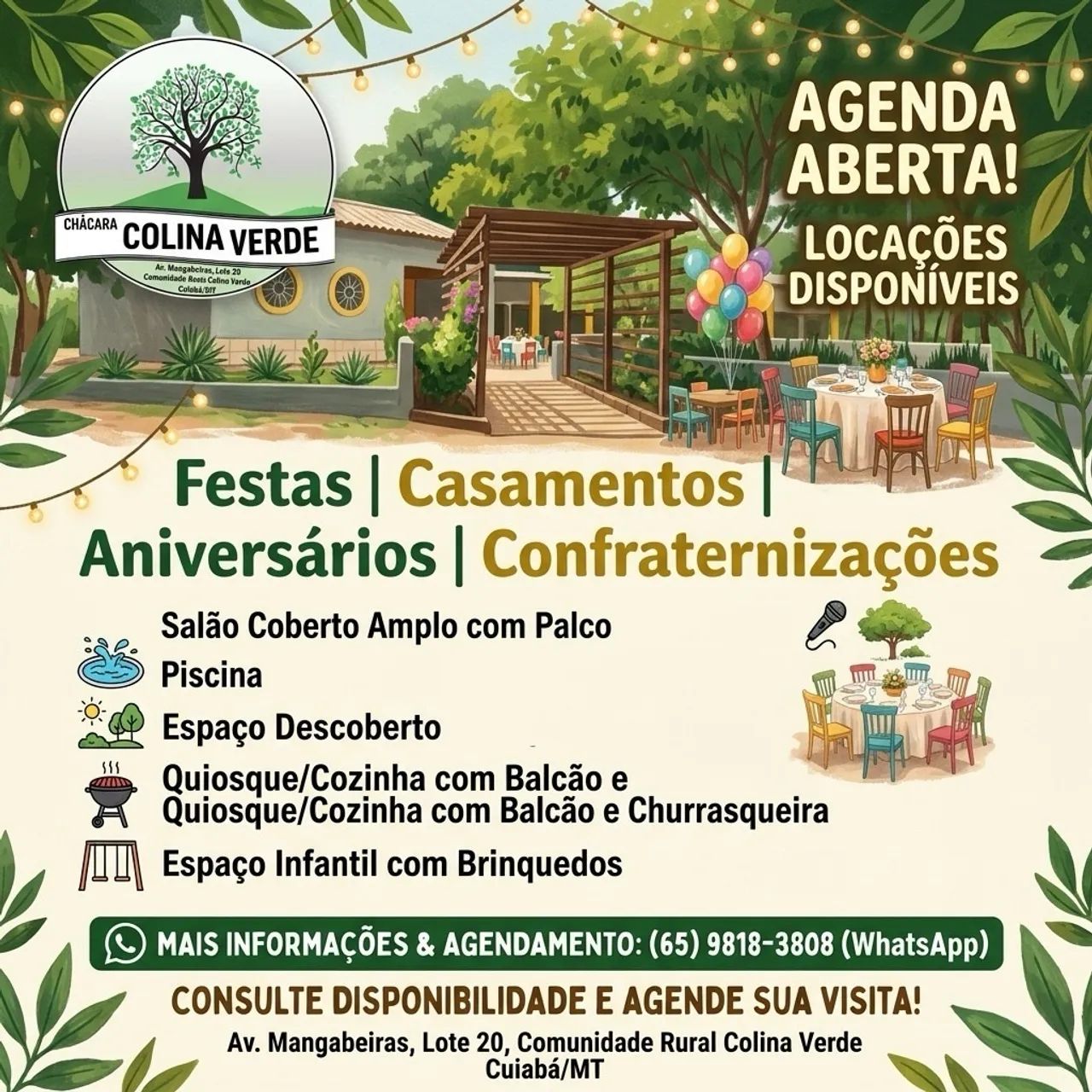 Locação de chácara pra evento