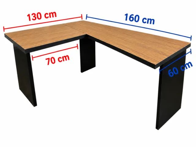 Mesa de Escritório em L 160x130cm - Amadeirado claro - Foto 3