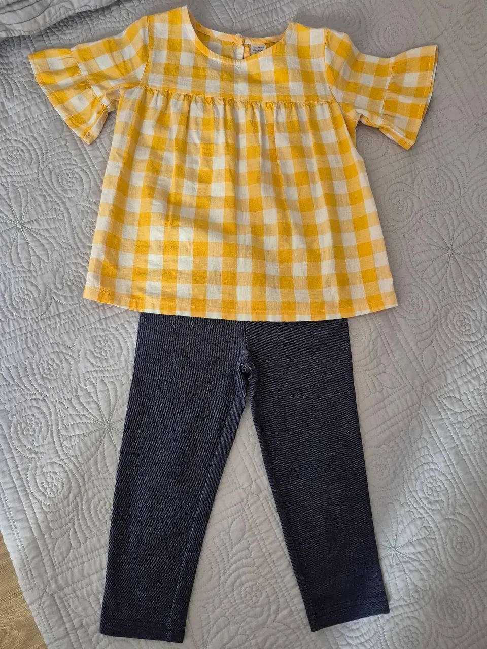 Conjunto Carter's legging e bata xadrez