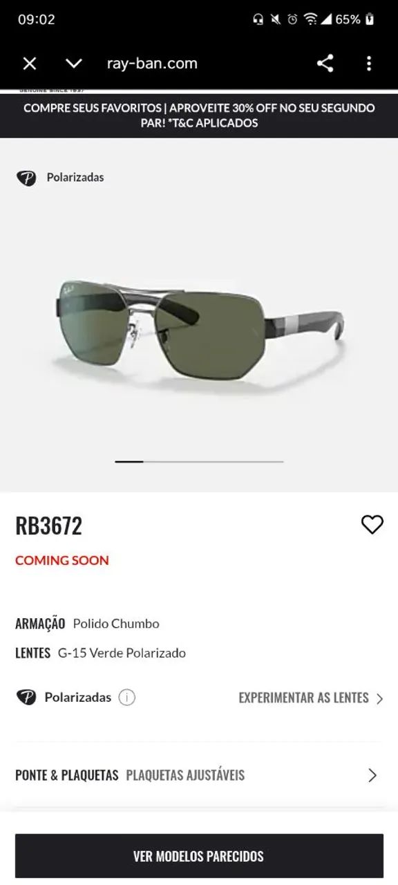 Óculos Escuro - Ray Ban.