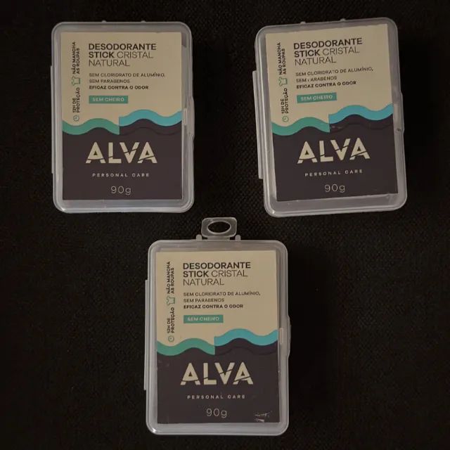 Desodorante Cristal Stick Alva Vegano Sem Fragrância 90g 12h Proteção Novo Original