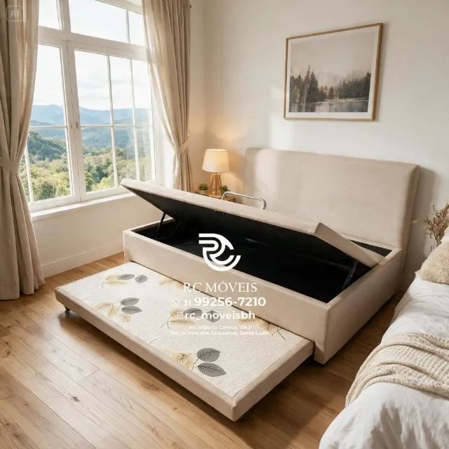 Cama Box Baú Solteiro com Auxiliar 88x1,88 D33 Suede Chocolate - Foto 4
