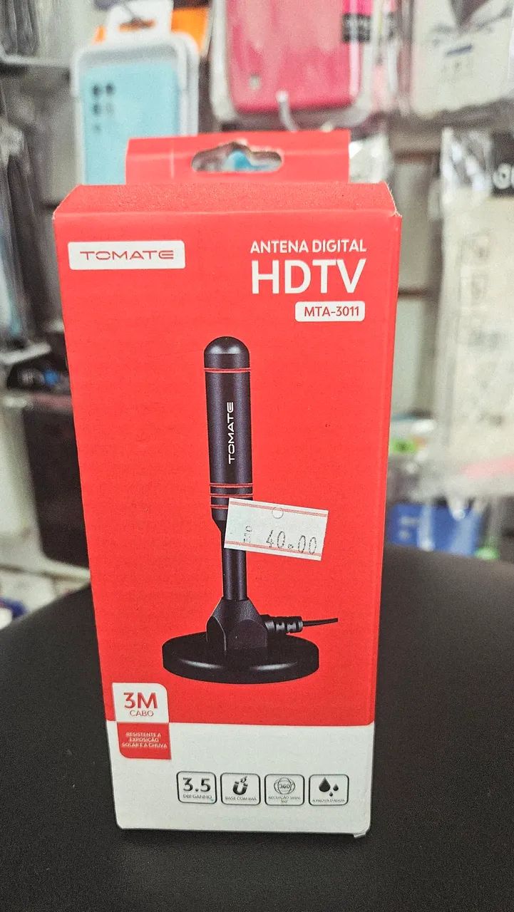 Antena digital tomate 3m cabo