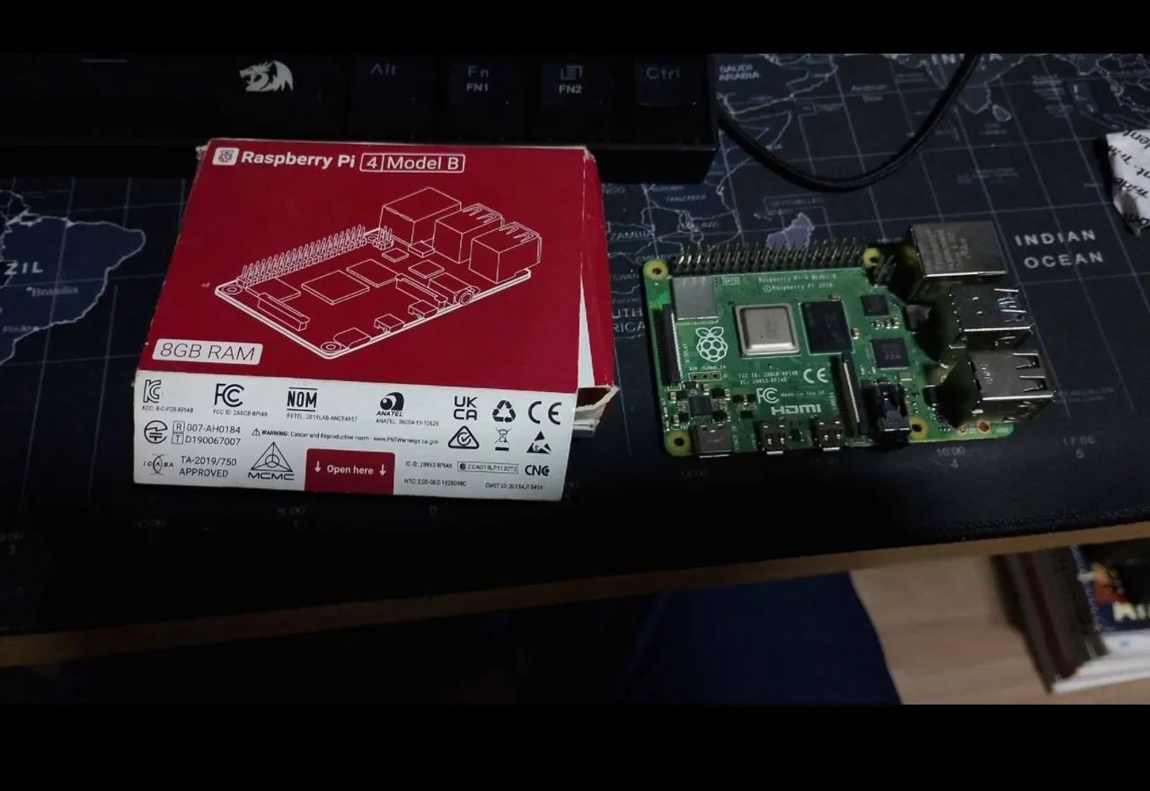 Raspberry pi 4 de 8 gb com cartão de memória case acrílico 