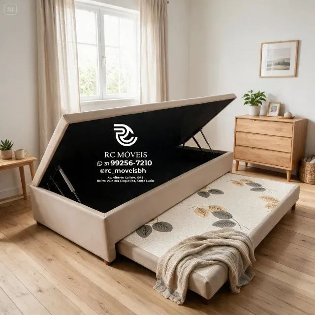 Cama Box Baú Solteiro com Auxiliar 88x1,88 D33 Suede Chocolate - Foto 2