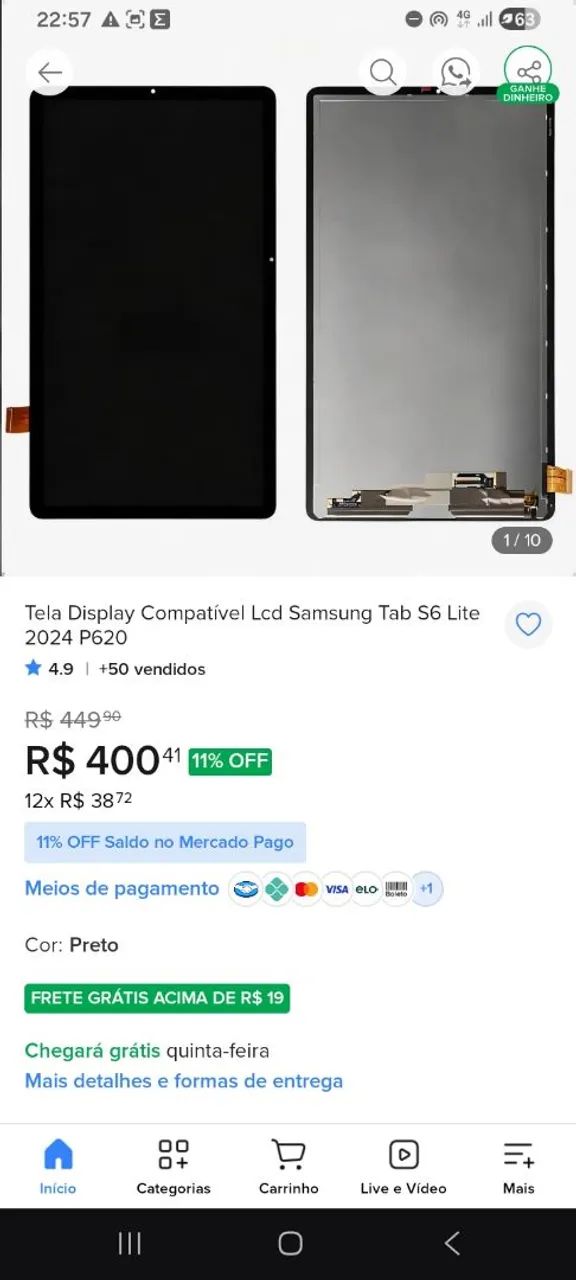 Tablet Sansung S6 Lite com capa magnética e suporte. - Foto 5