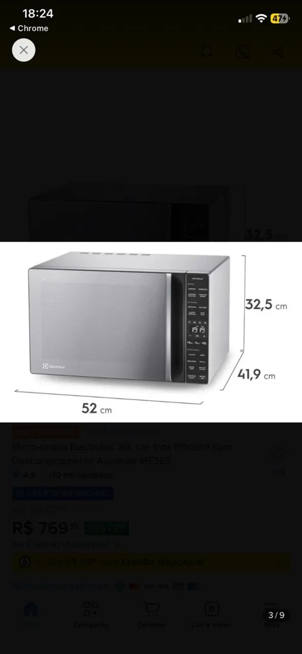 MICRO-ONDAS ELECTROLUX 36L  - Foto 3