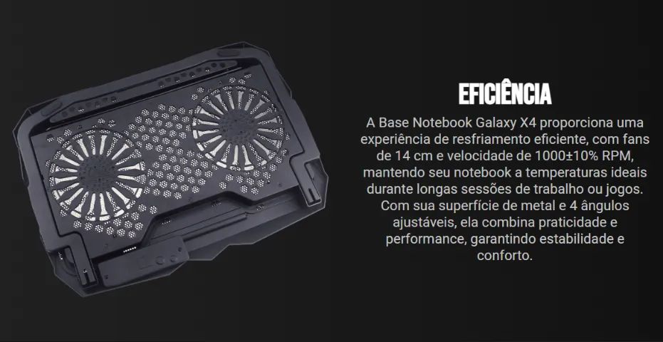 Base suporte para notebook Rise Mode, dual fan led, novo, lacrado! - Foto 4