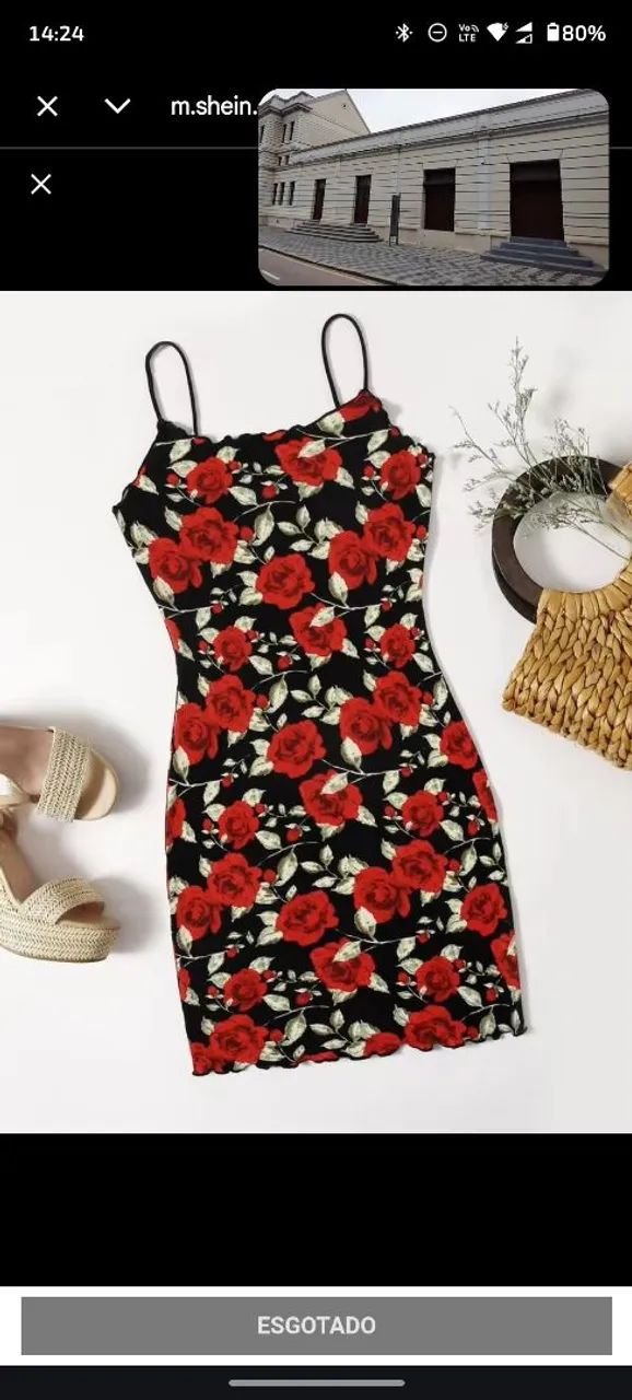 Vestido de rosas vermelhas - Plus Size - 46/48  - Foto 2