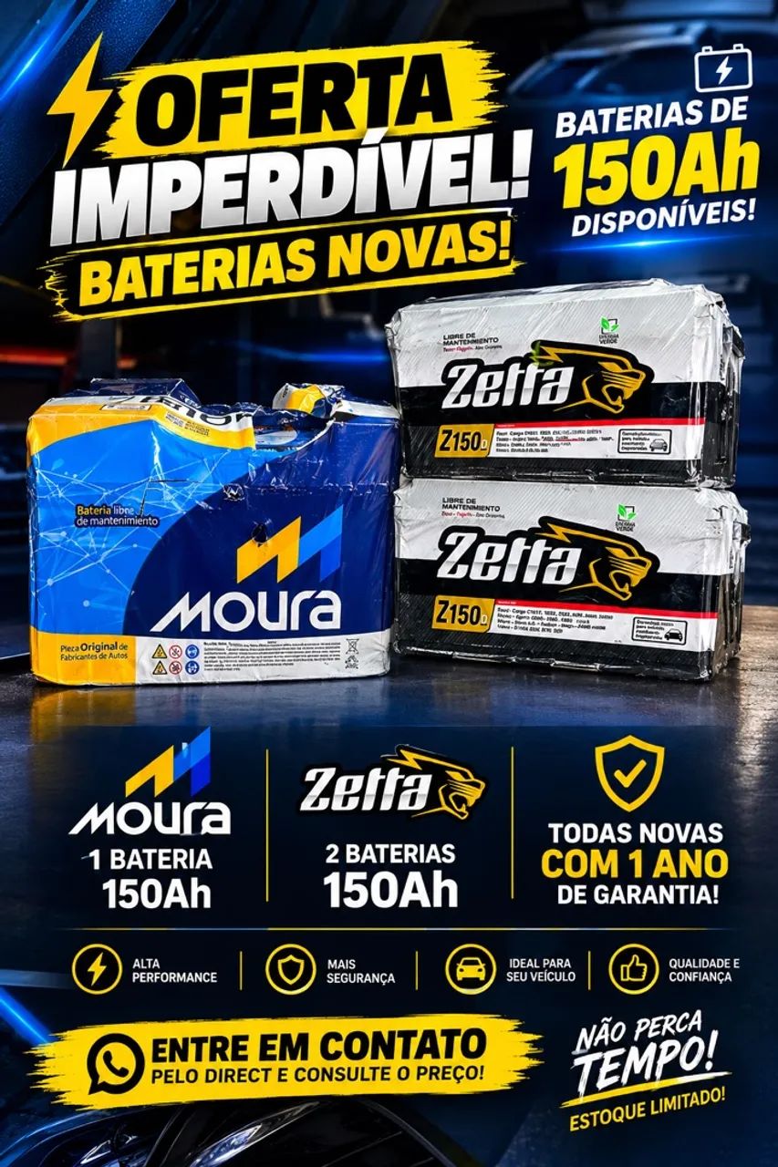 01 Bateria Moura 150amp/02 baterias Zetta 150amp - Foto 3