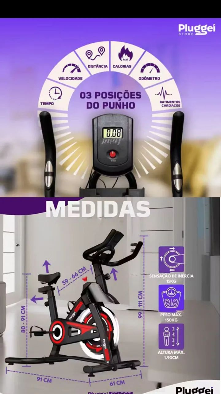 bicicleta spinning ergométrica mecânica com monitor suporta até 150kg - pluggei select  - Foto 4