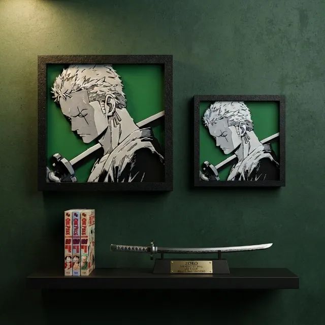 Quadro 3D Shadow Box do Roronoa Zoro - One Piece
