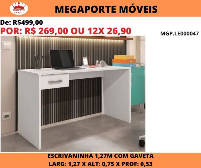 Escrivaninha 1,27 com Gavetas