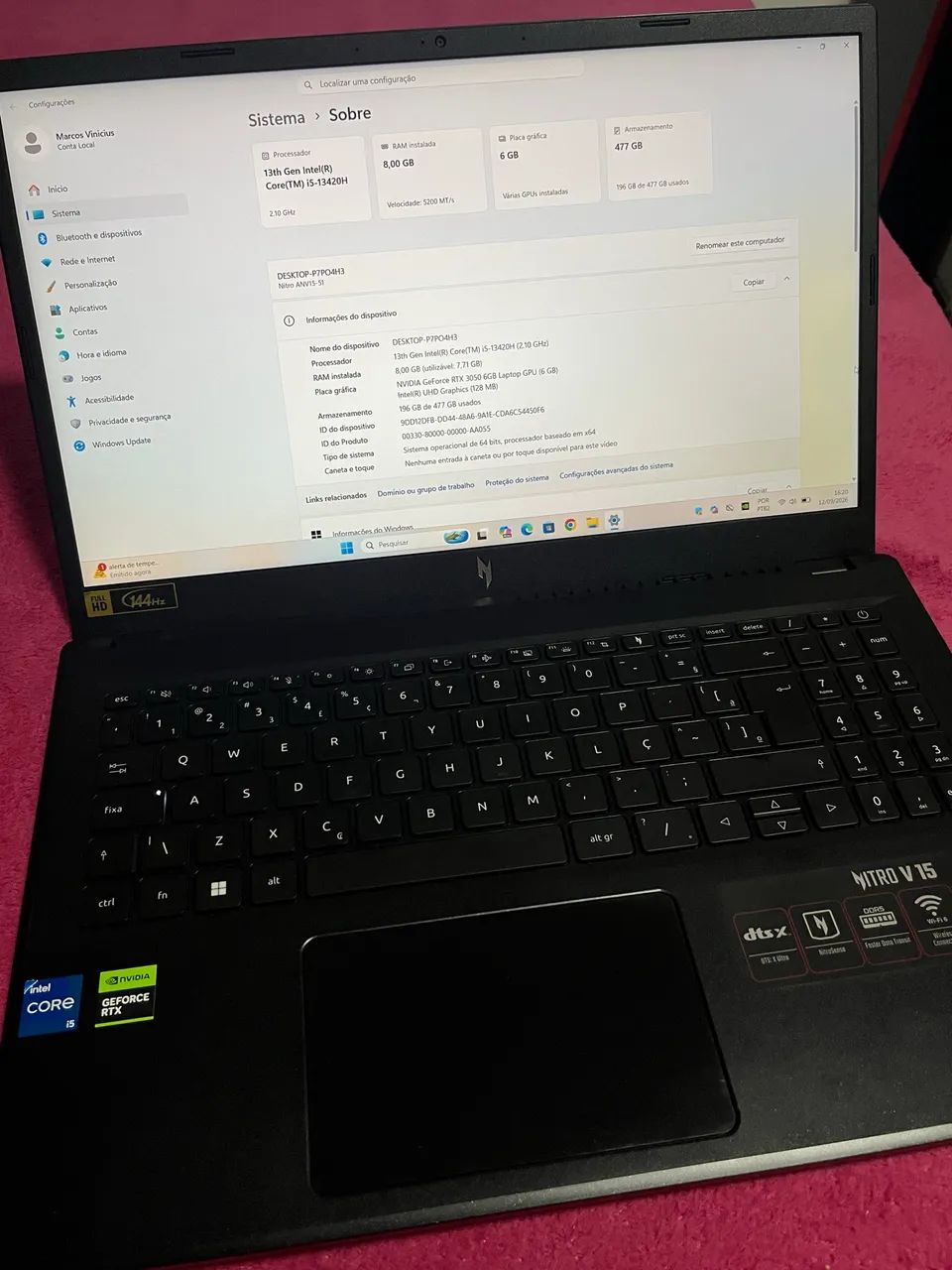 Vendo notebook novo